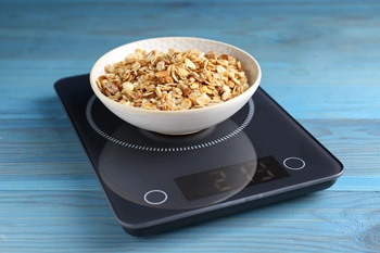 food scale with bowl on it